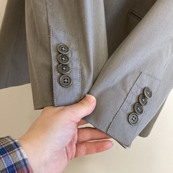 John Varvatos Blazer Mens 40 Gray Stripe Single Breast Light Unstructured Jacket - Picture 9 of 15